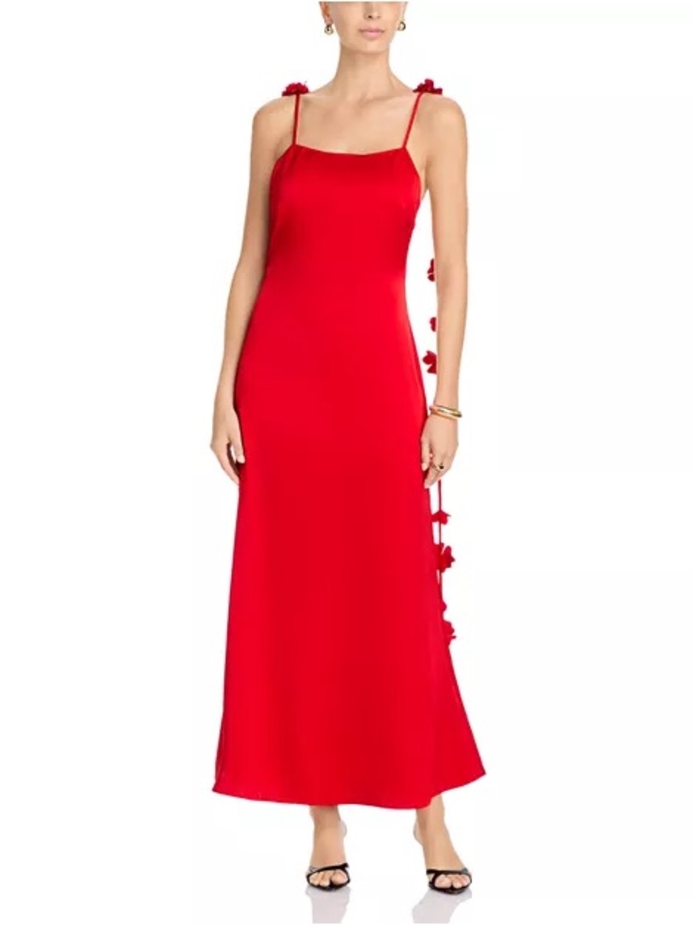 Aqua Flower Strap Maxi Dress